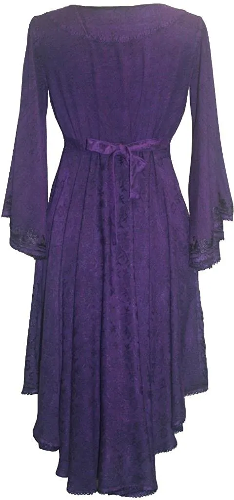 117 DR Butterfly Embroidered Bell Sleeve Flare Knee Length Dress