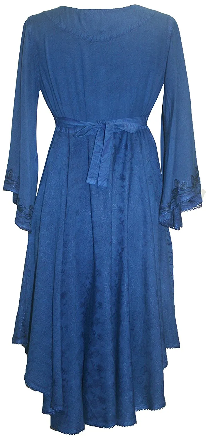 117 DR Butterfly Embroidered Bell Sleeve Flare Knee Length Dress