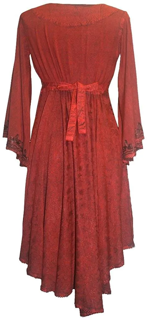 117 DR Butterfly Embroidered Bell Sleeve Flare Knee Length Dress