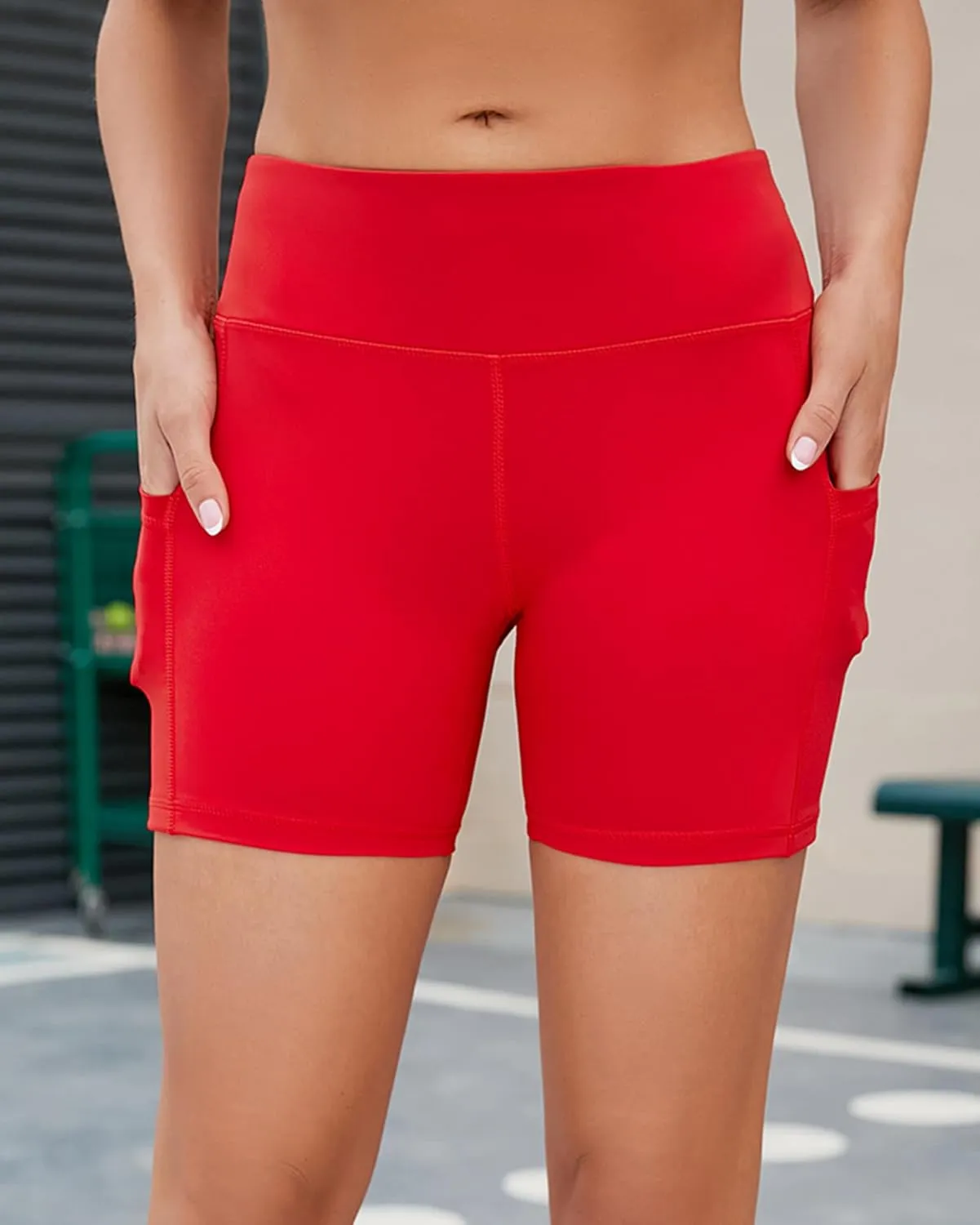 AHLW Buttery Soft Workout Biker Shorts for Women with Pockets High Waisted Stretchy Comfortable Athletic Running Yoga Shorts