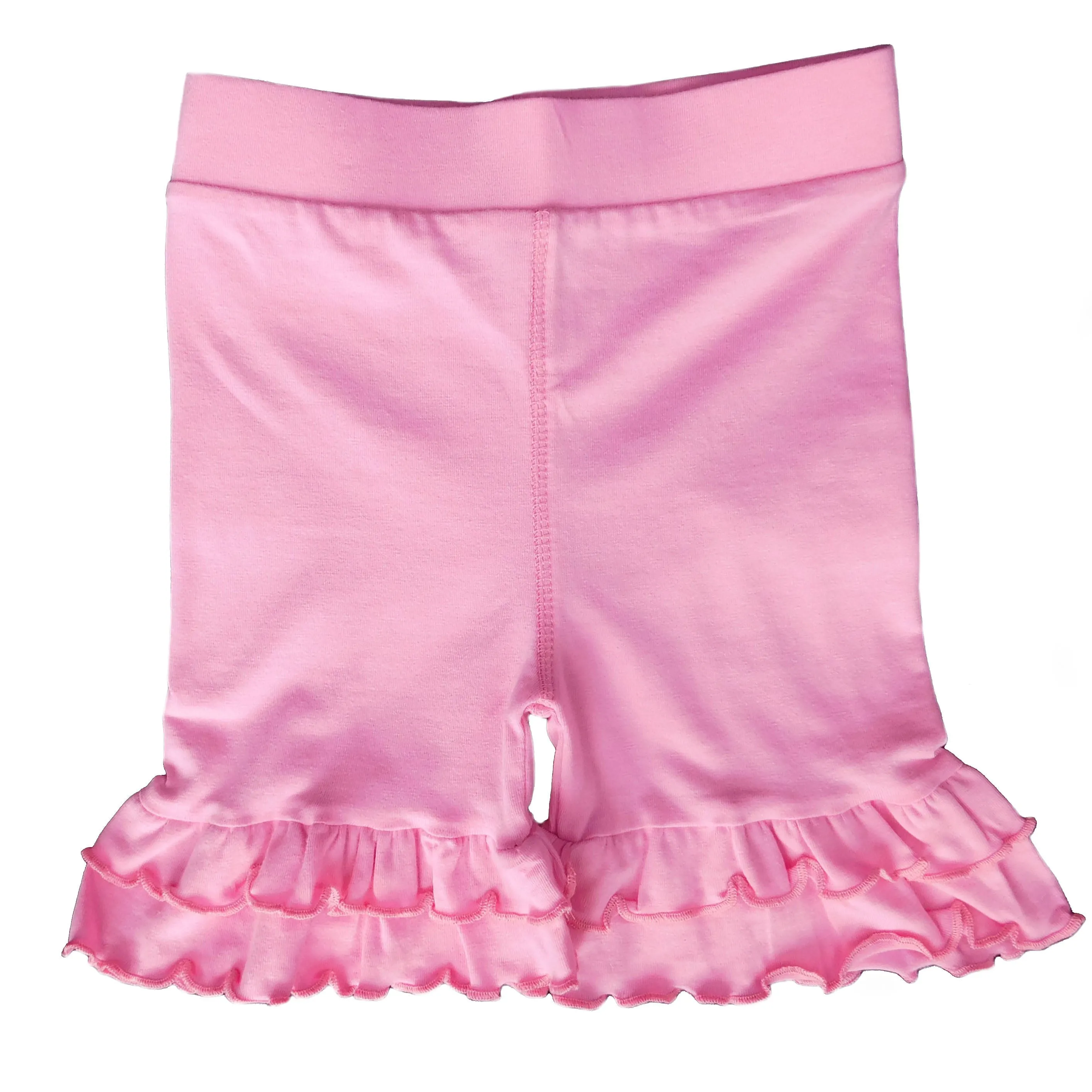 AnnLoren Girls Pink Stretch Cotton Knit RuffleButts Shorts Baby/Toddler
