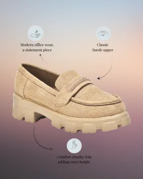 Beige Slip-on Suede Rhine Strap Loafer
