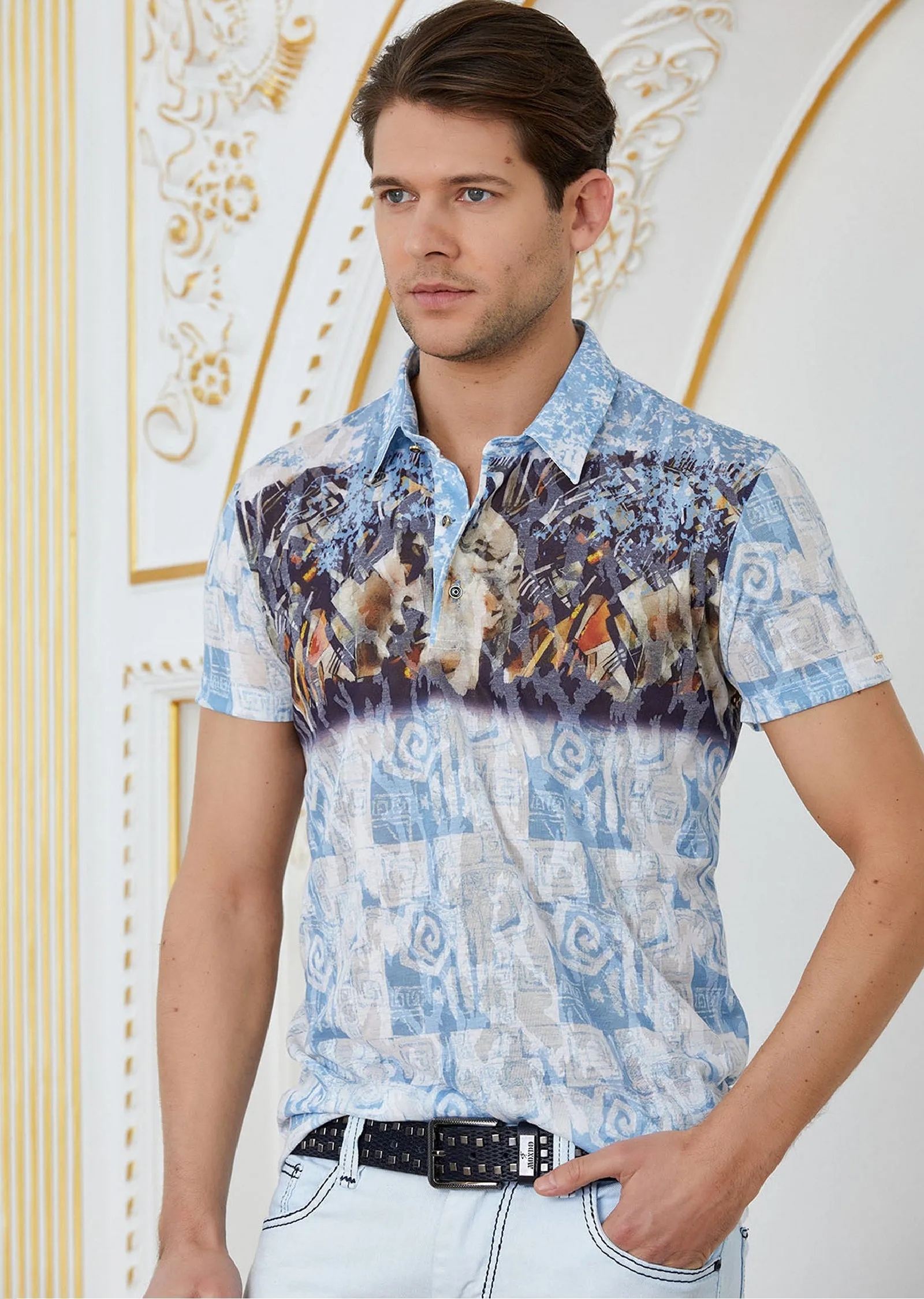 Blue "Double Face" Burn-out Polo