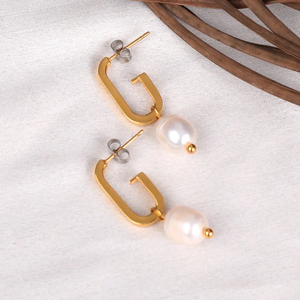 Bold Pearl Dangle Earrings