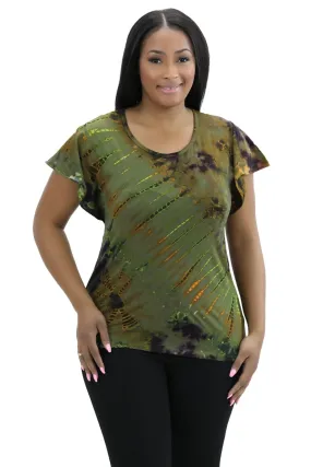 Cap Sleeve Spandex Tie Dye Blouse SP4