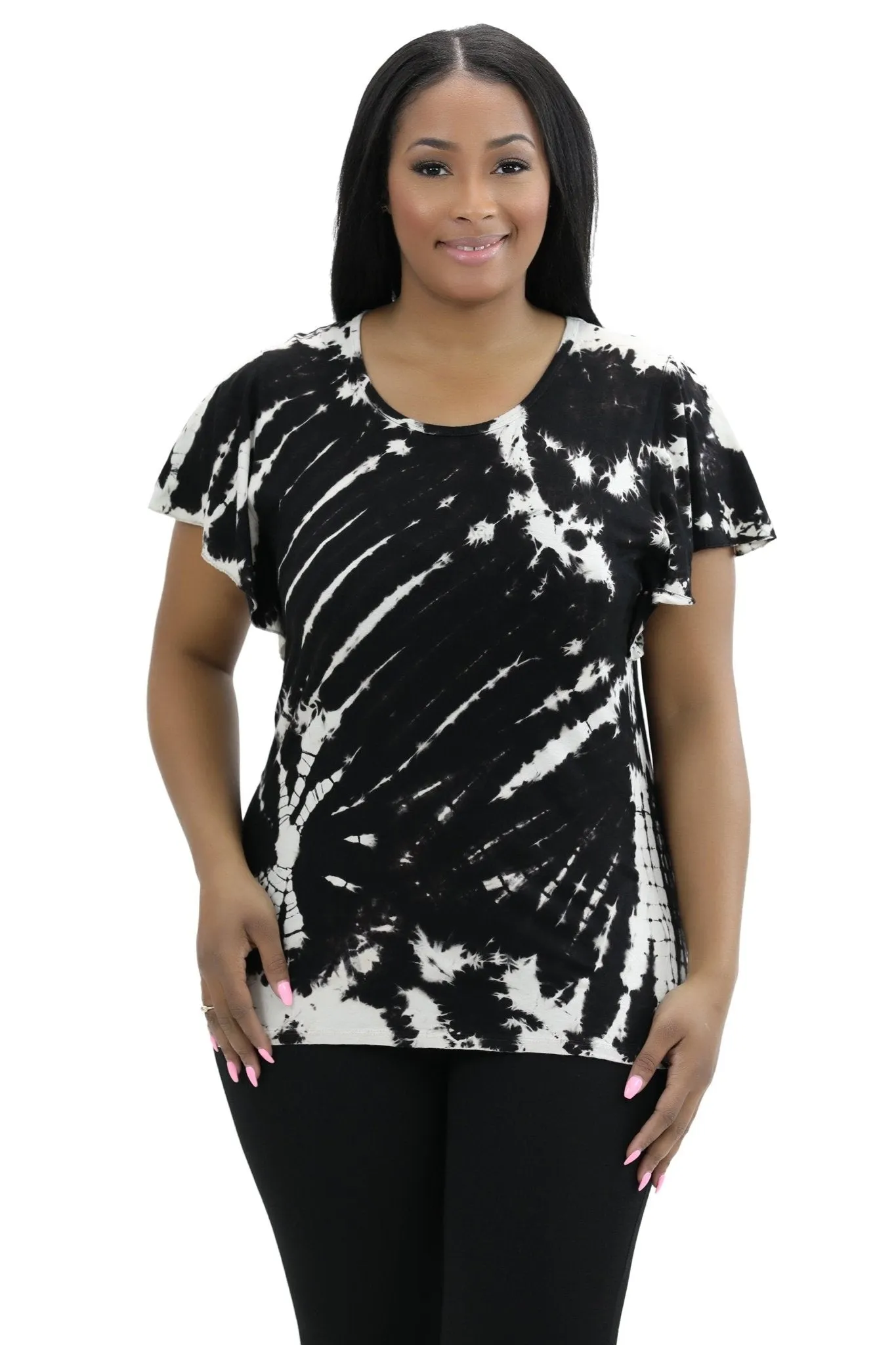 Cap Sleeve Spandex Tie Dye Blouse SP4
