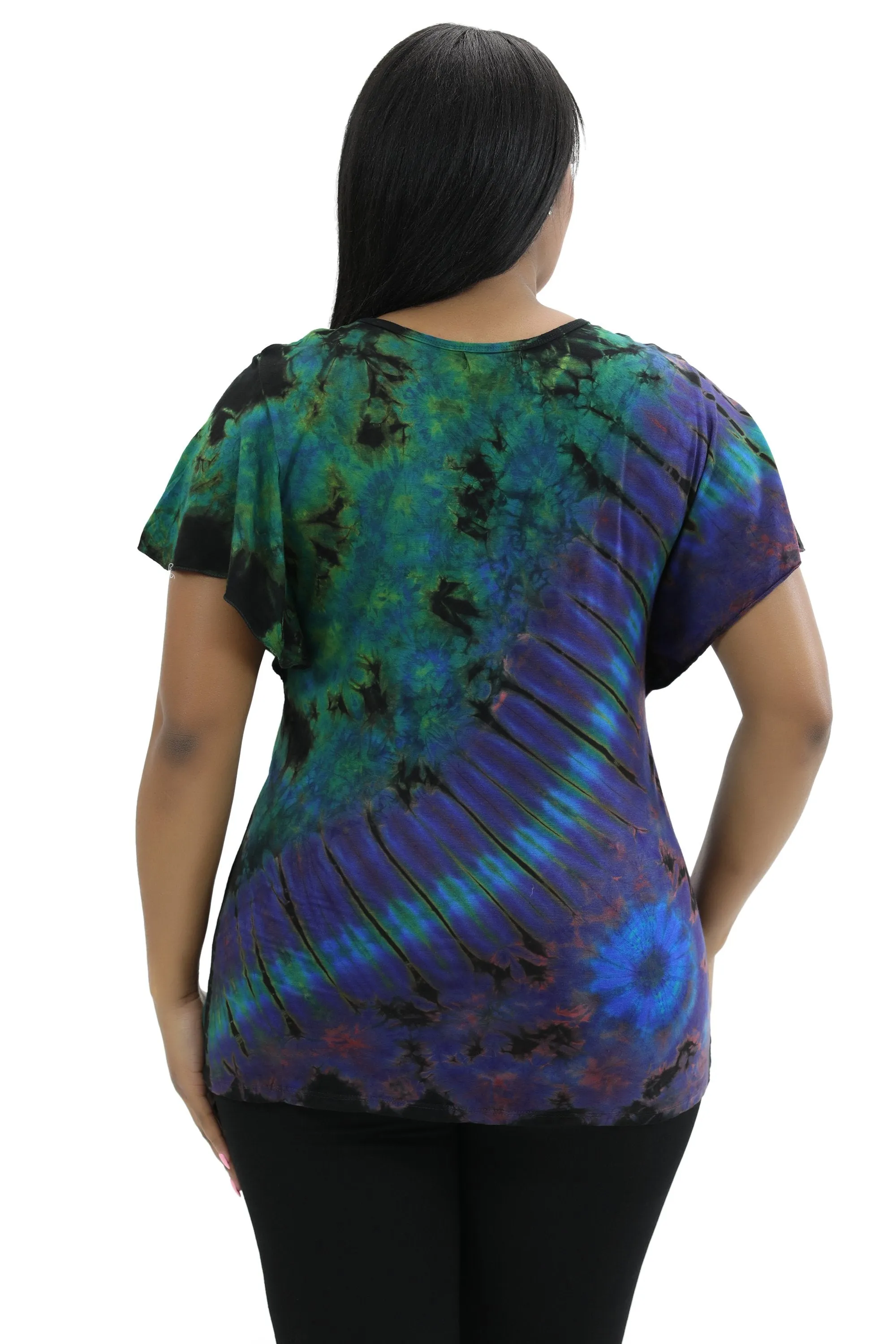 Cap Sleeve Spandex Tie Dye Blouse SP4