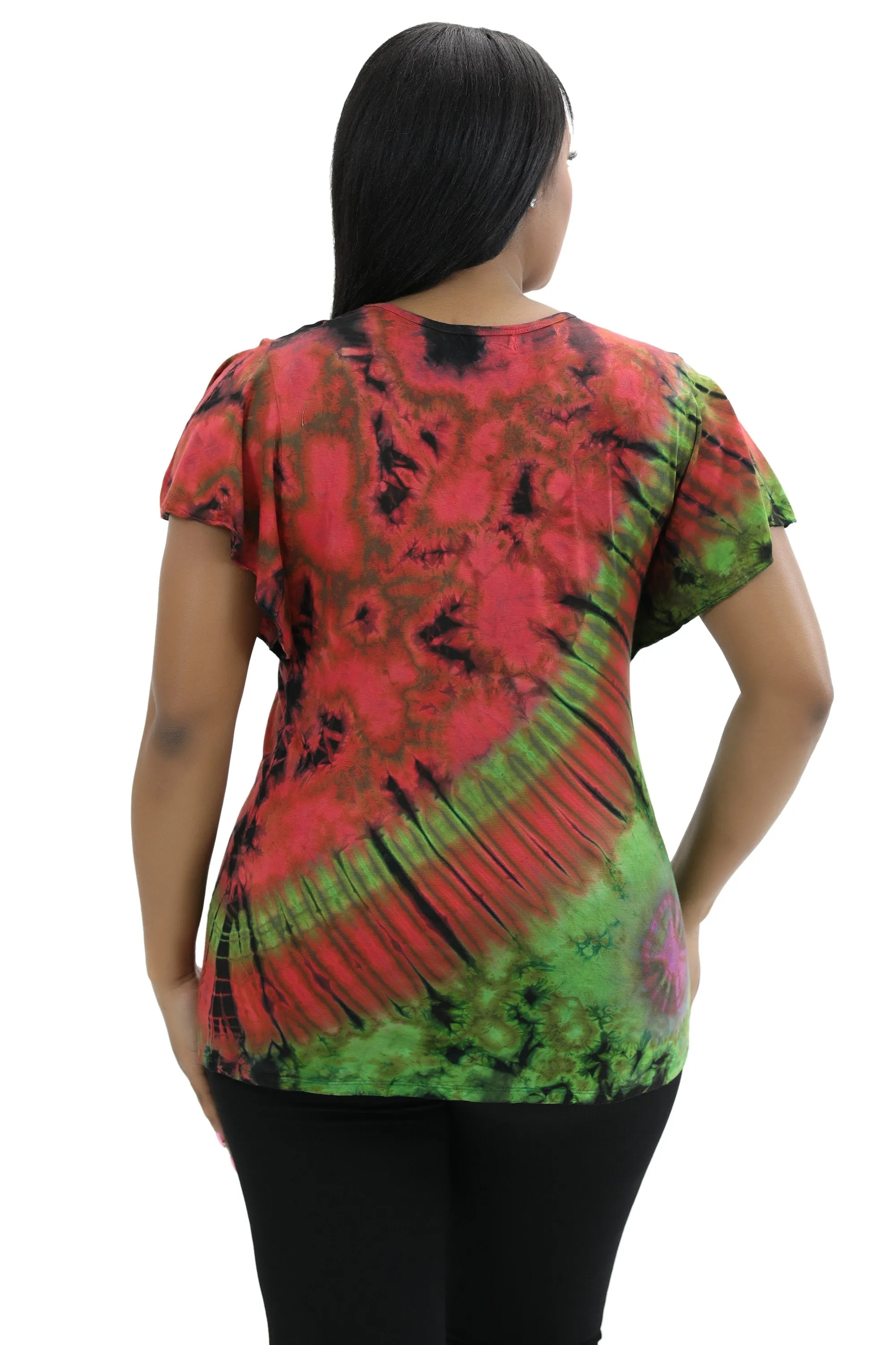 Cap Sleeve Spandex Tie Dye Blouse SP4