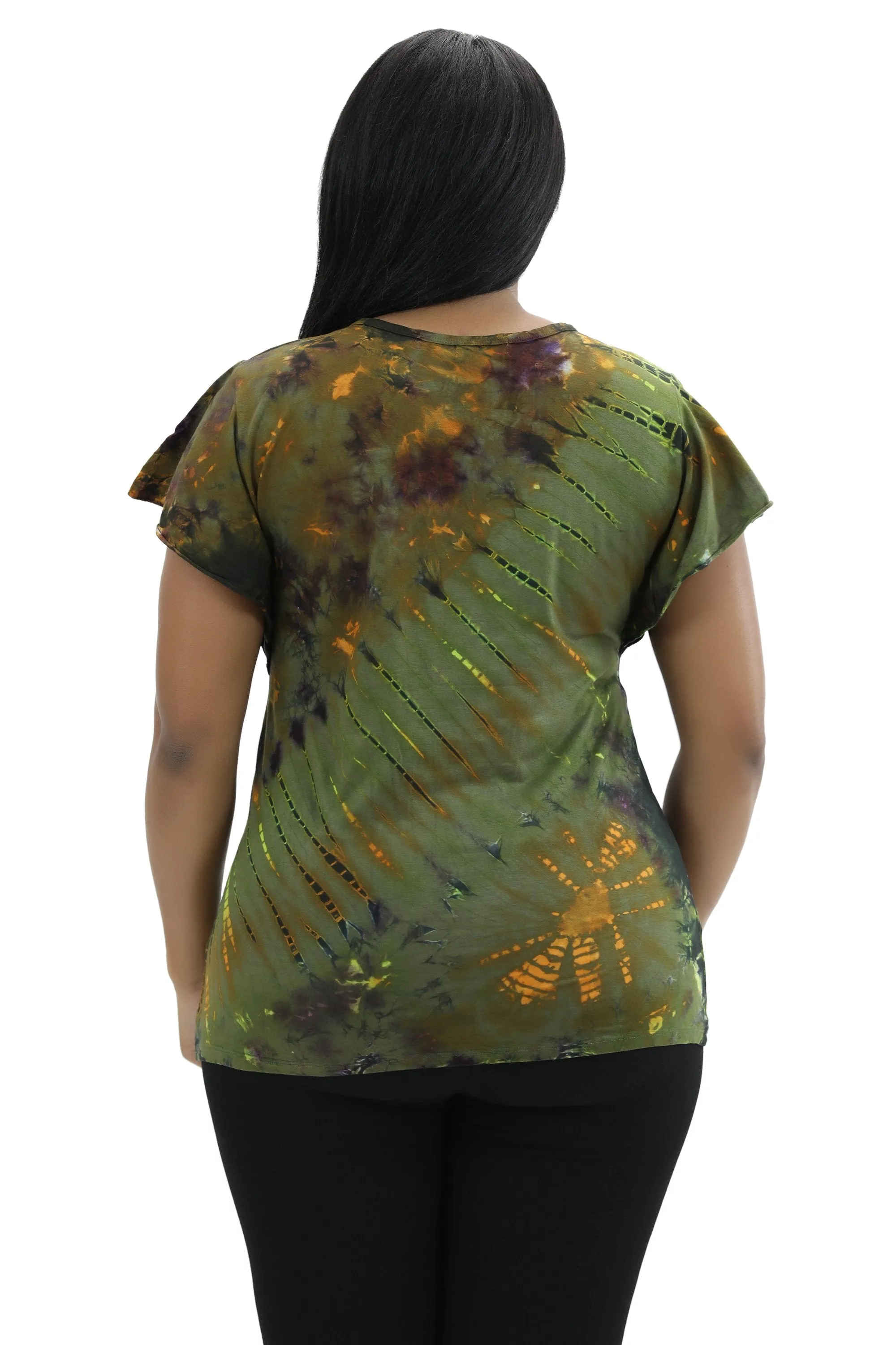 Cap Sleeve Spandex Tie Dye Blouse SP4