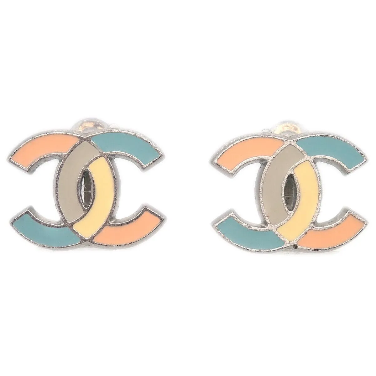 Chanel Cc Earrings Clip-On Multicolor