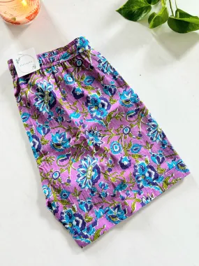 Cotton Pajama Shorts for Women with Pockets - Mystic Lavender