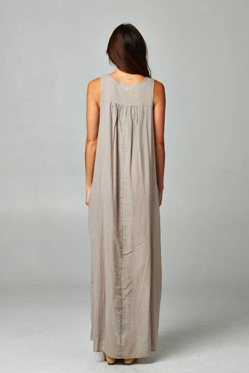 Crochet Accent Loose Fit Tank Maxi Dress