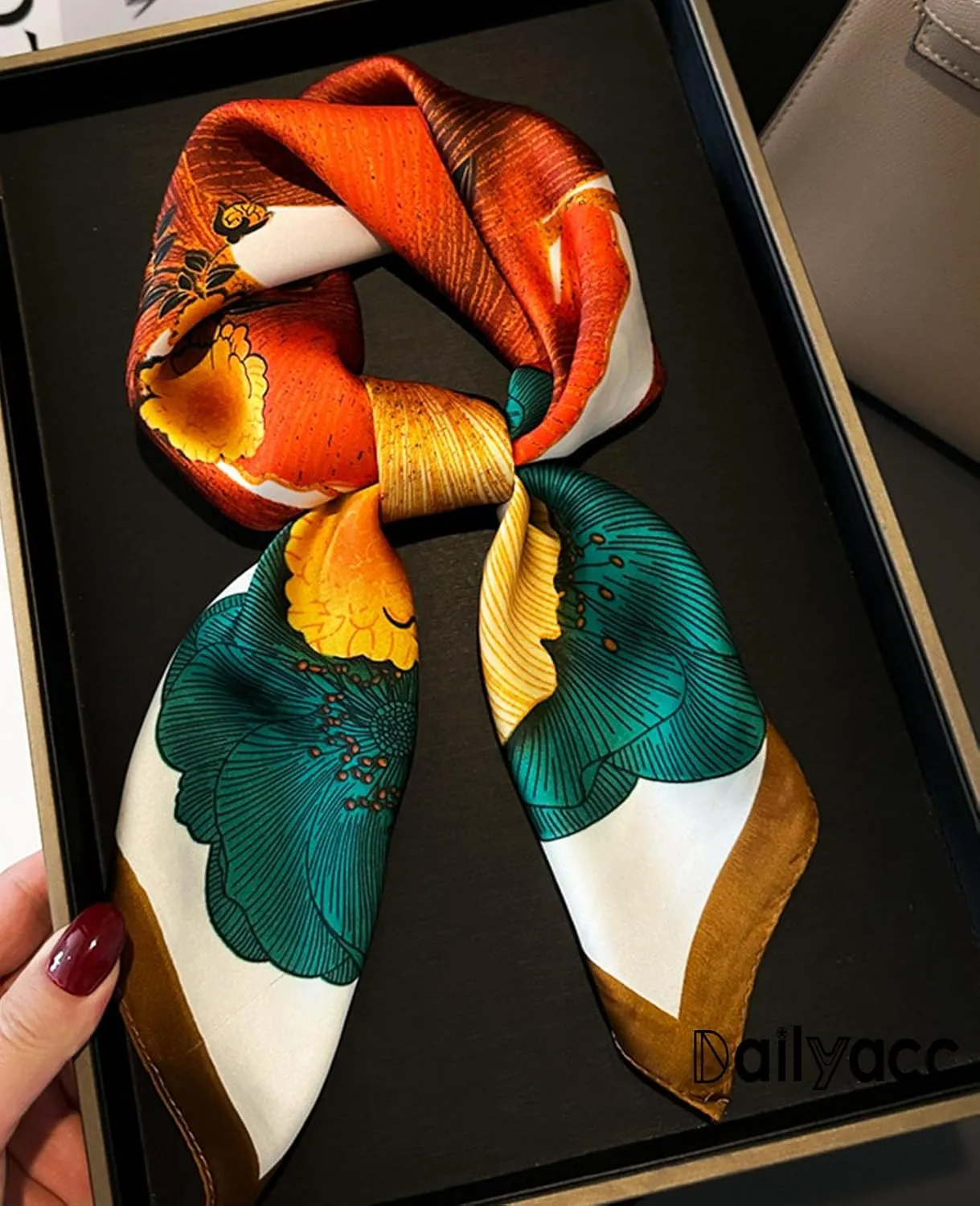 Dailyacc Hair Bandanas Scarf For Women Lightweight Fashion Neck Silk Satin Head Scarves For Sleeping Handbags Scarf