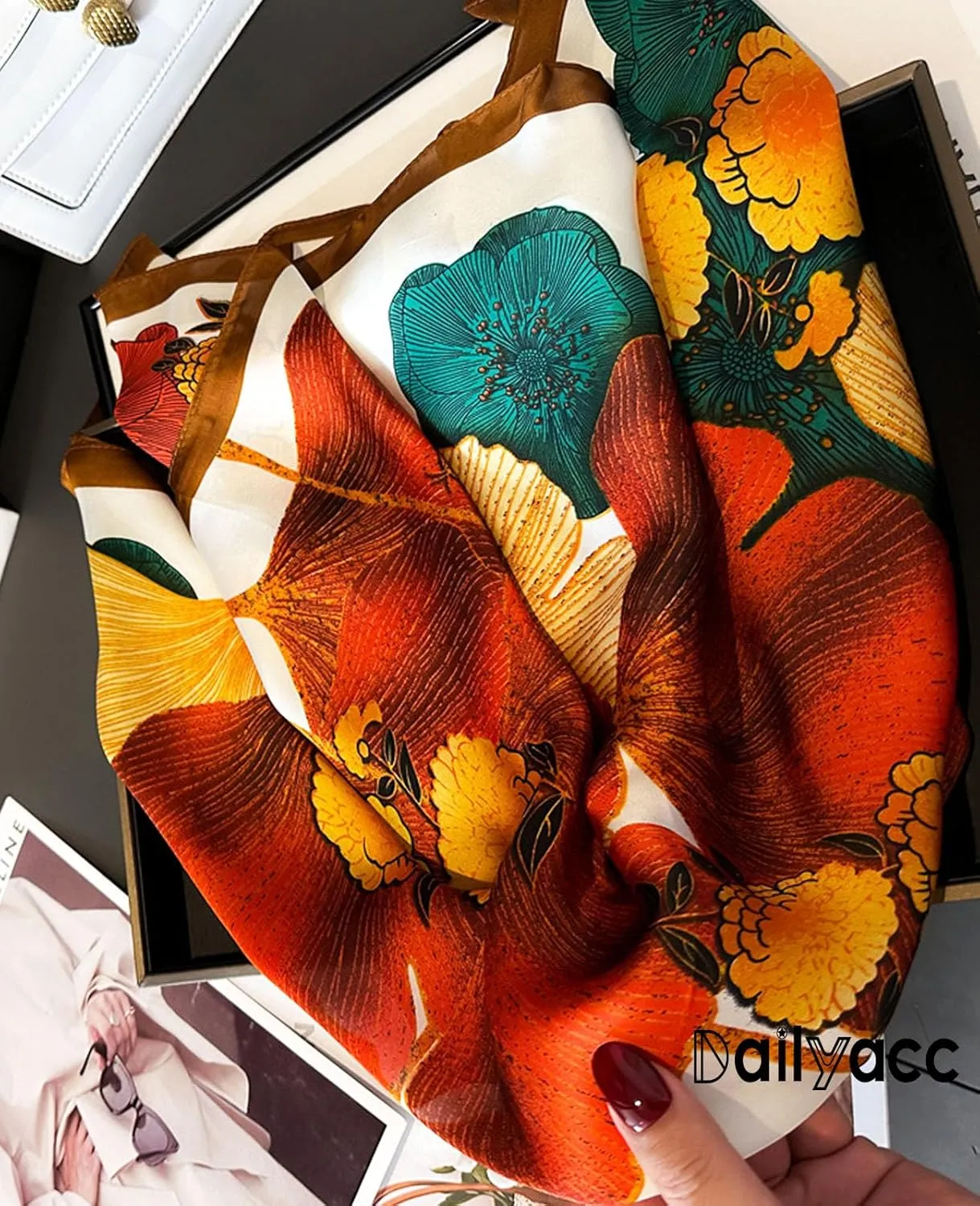 Dailyacc Hair Bandanas Scarf For Women Lightweight Fashion Neck Silk Satin Head Scarves For Sleeping Handbags Scarf