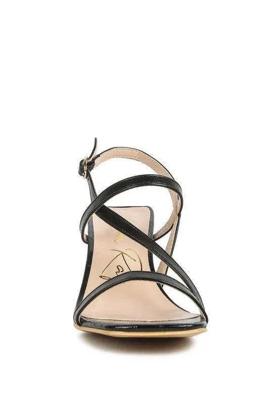 Effieo Croc Texture Block Heel Sandals