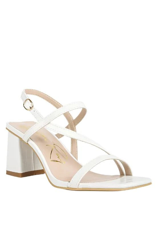 Effieo Croc Texture Block Heel Sandals