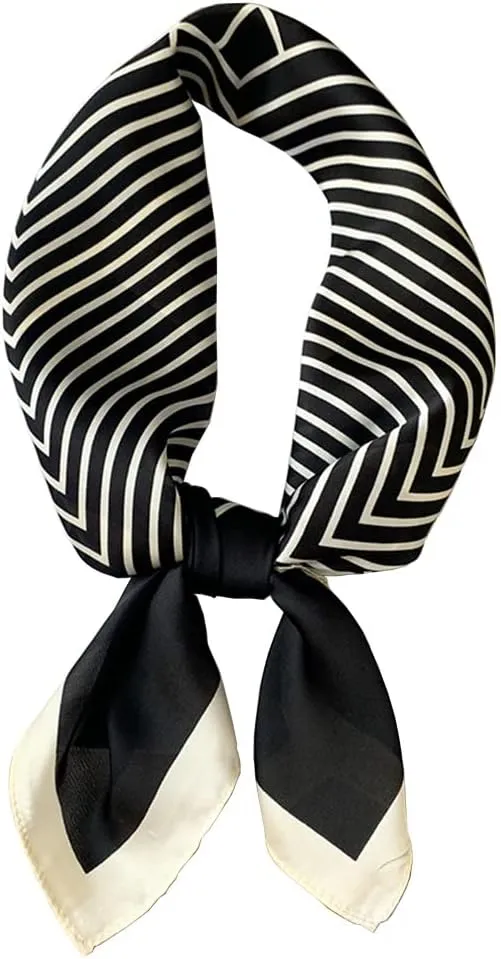 Fashion and Elegant Silk Feeling Scarf Square Satin Retro Style Sunscreen Head Scarf for Women 27.5" × 27.5"