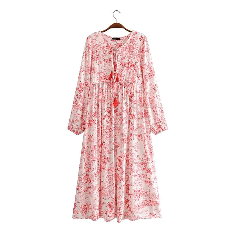 Gown Dress, Boho Maxi Dress, Loose Dress, Red Forest