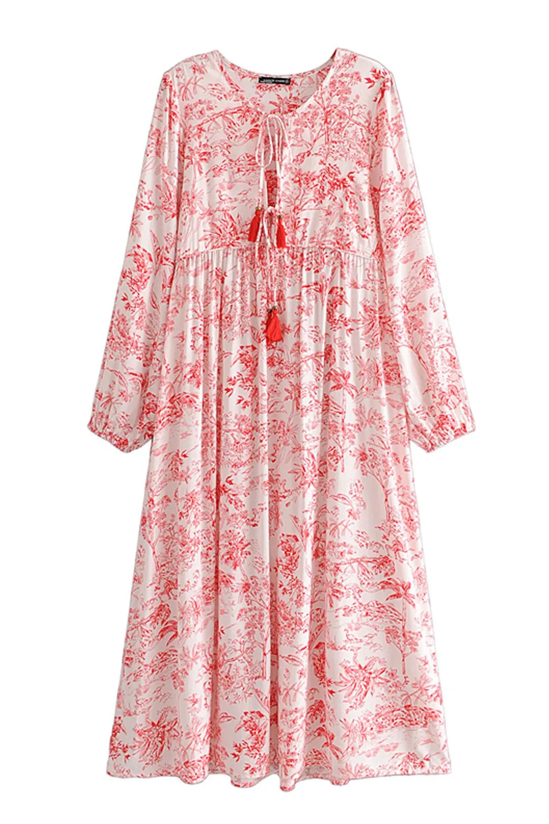 Gown Dress, Boho Maxi Dress, Loose Dress, Red Forest