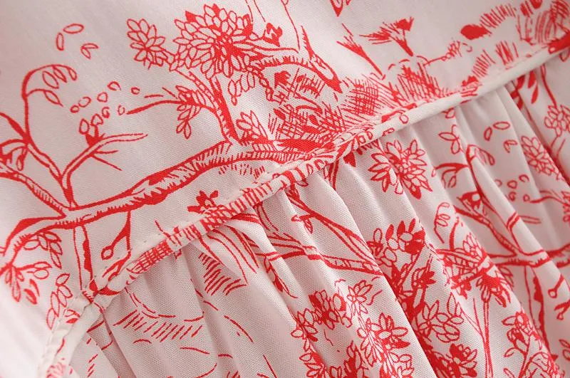 Gown Dress, Boho Maxi Dress, Loose Dress, Red Forest
