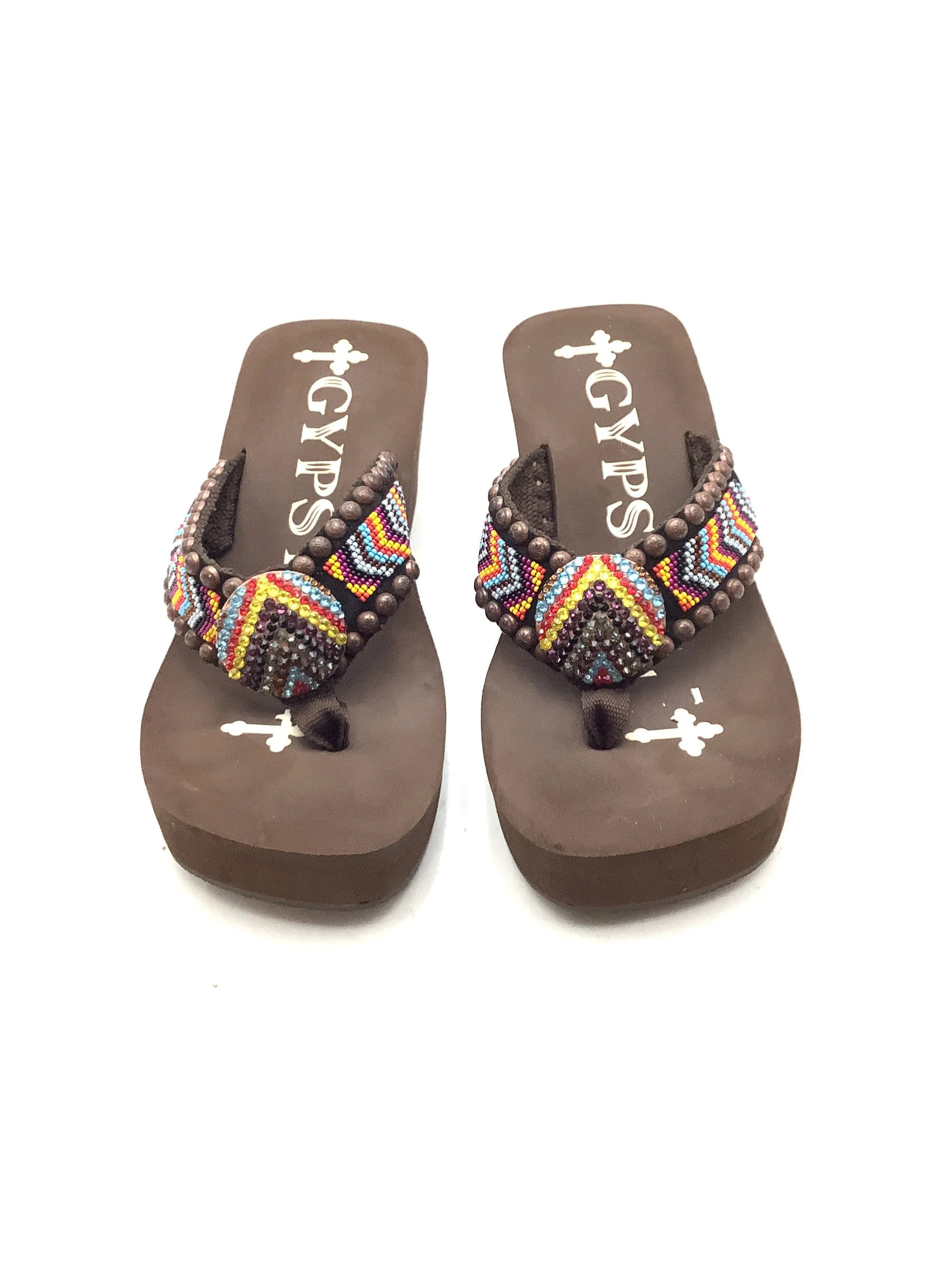 Gypsy Soule Women's Sandals Brown/Mutl Color Swarovski Crystals Size: 11