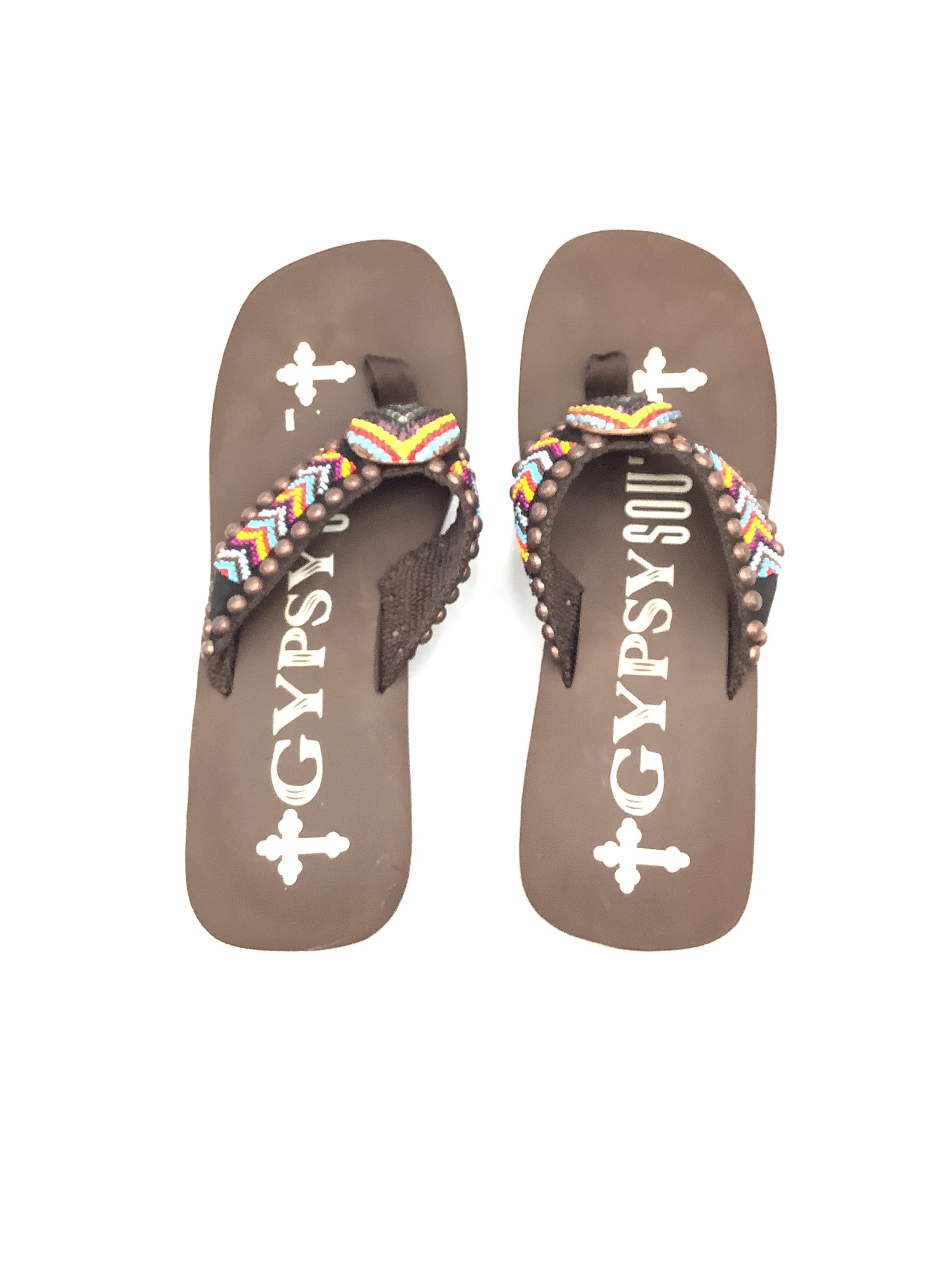 Gypsy Soule Women's Sandals Brown/Mutl Color Swarovski Crystals Size: 11