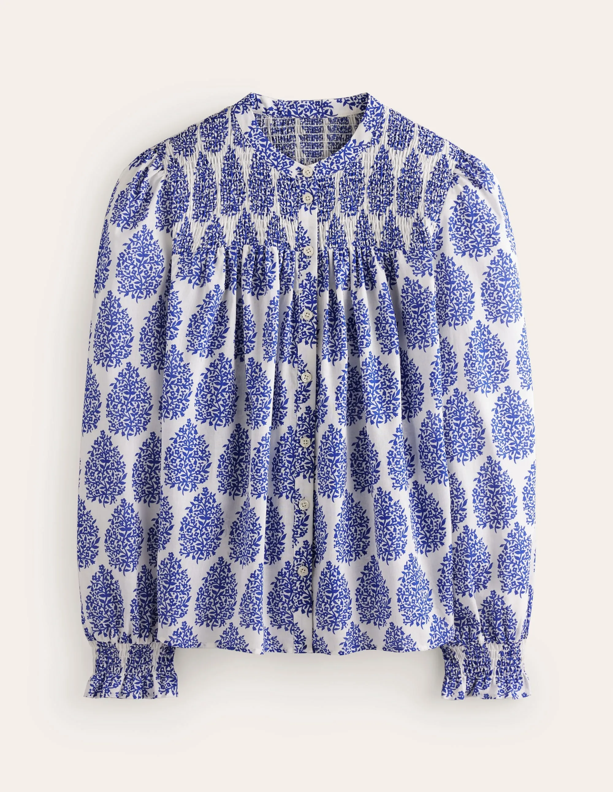 Helena Cotton Blouse-Ivory, Floret Paisley