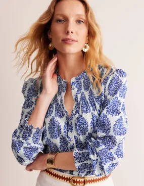Helena Cotton Blouse-Ivory, Floret Paisley