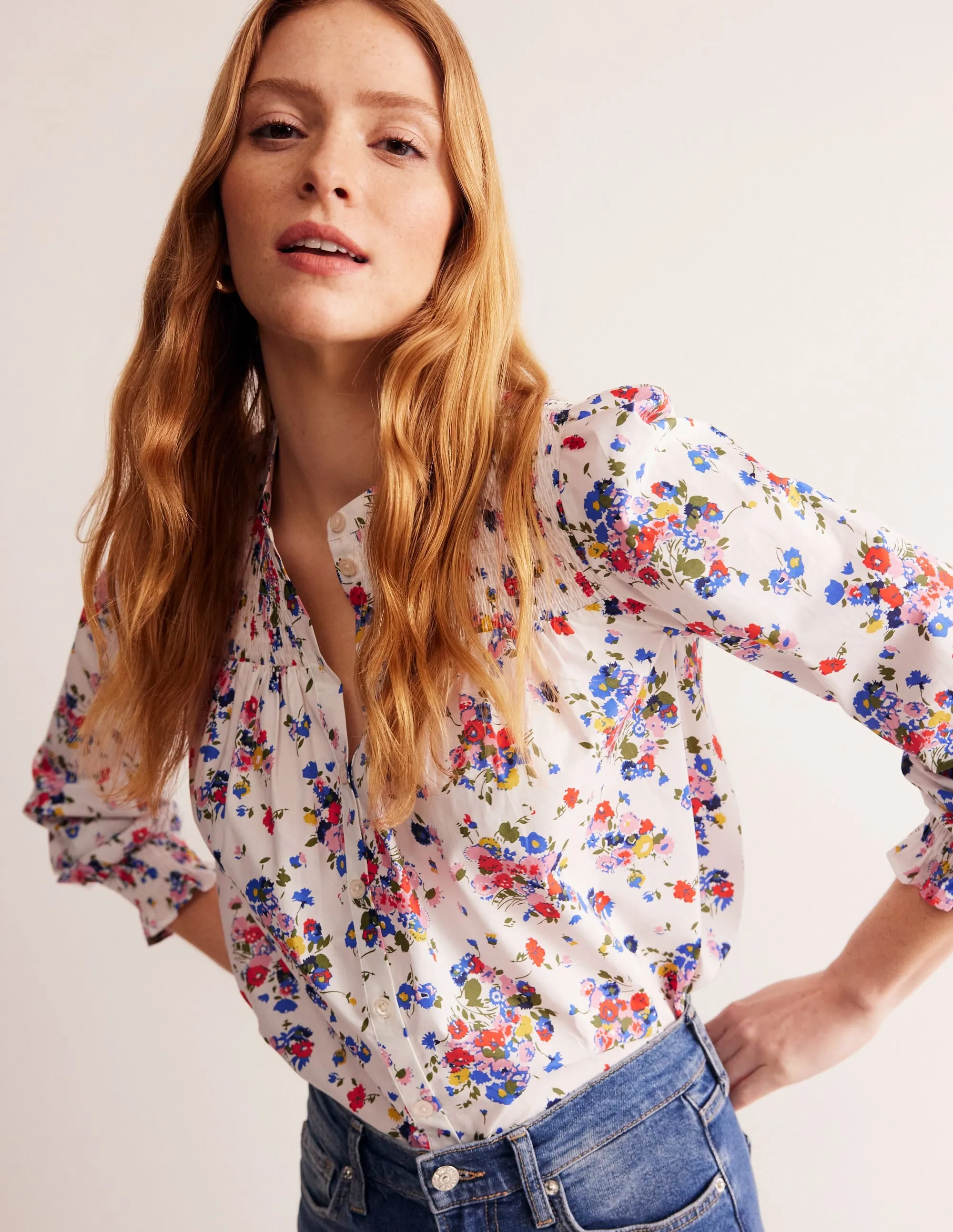 Helena Cotton Blouse-Ivory, Wild Cluster