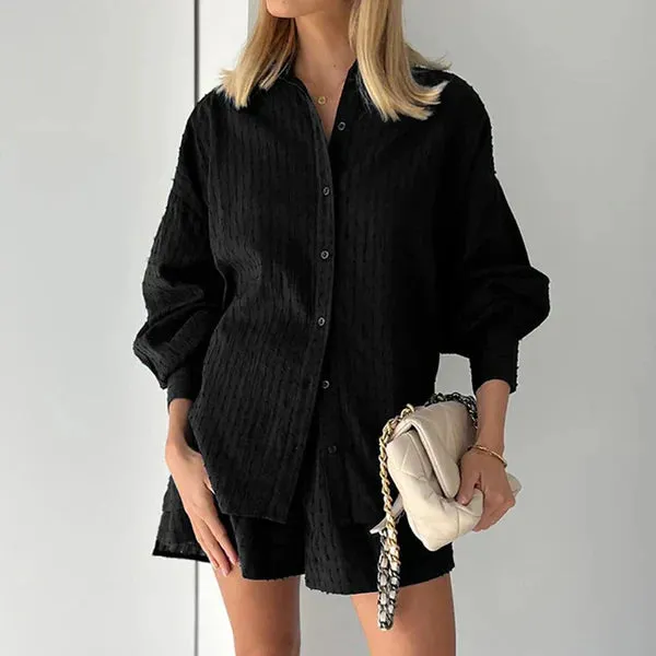 Ivyshape | Casual Breathable Blouse and Short Set