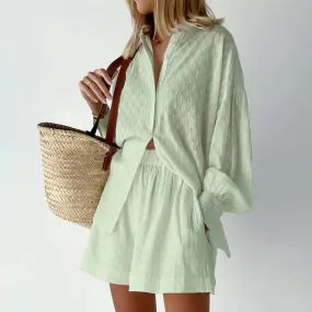 Ivyshape | Casual Breathable Blouse and Short Set