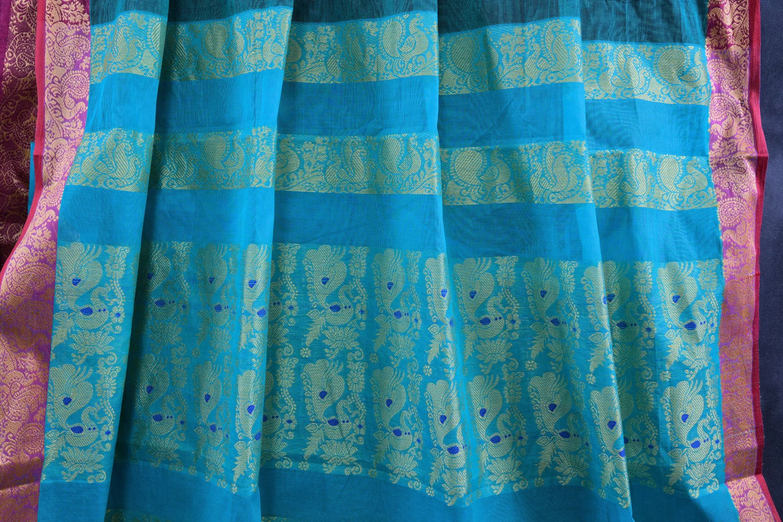 JCSFashions Elegant 9-Yard Cotton Saree with Richly Textured Line Pallu