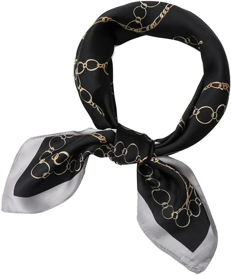 JN&LULU Silk Like Scarf Women's Fashion Pattern Large Square Satin Headscarf 27 x 27inches