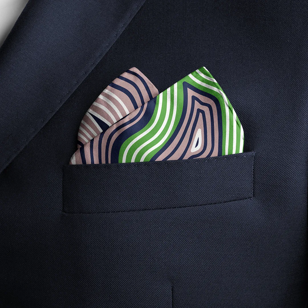 Lasdun Neckerchief / Pocket Square - Navy / Lime