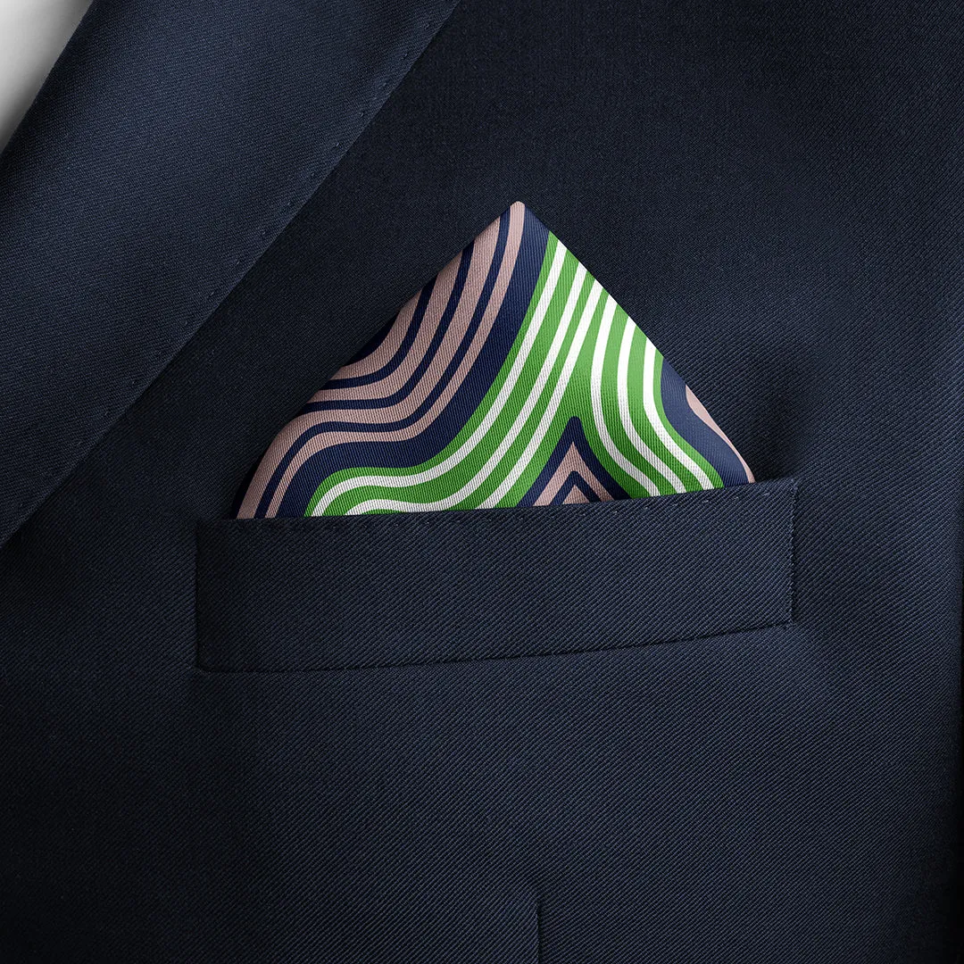 Lasdun Neckerchief / Pocket Square - Navy / Lime
