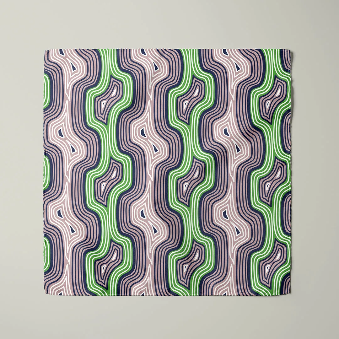 Lasdun Neckerchief / Pocket Square - Navy / Lime
