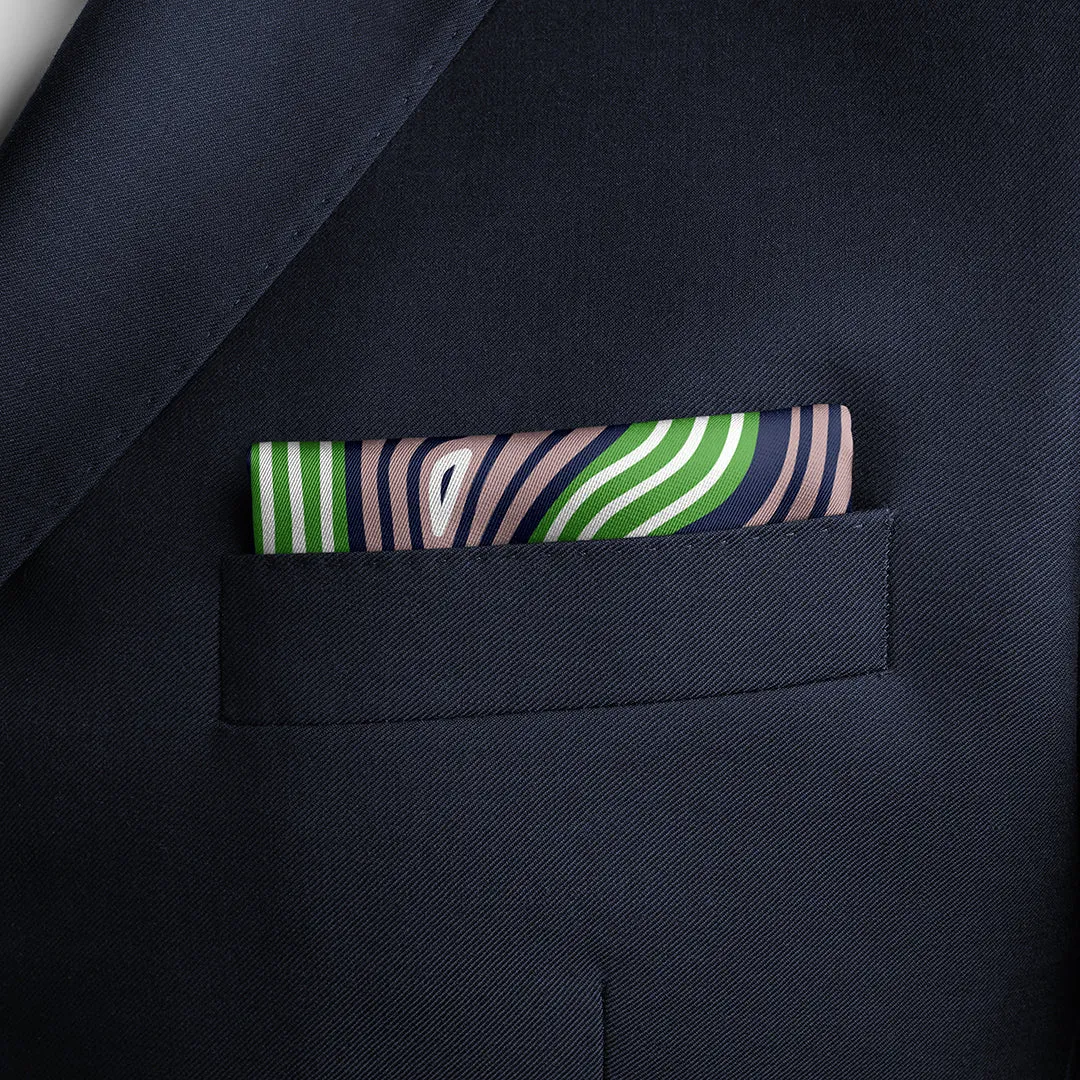 Lasdun Neckerchief / Pocket Square - Navy / Lime