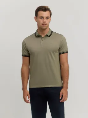 Light Khaki Short Sleeve Sports Pique Triangle Polo