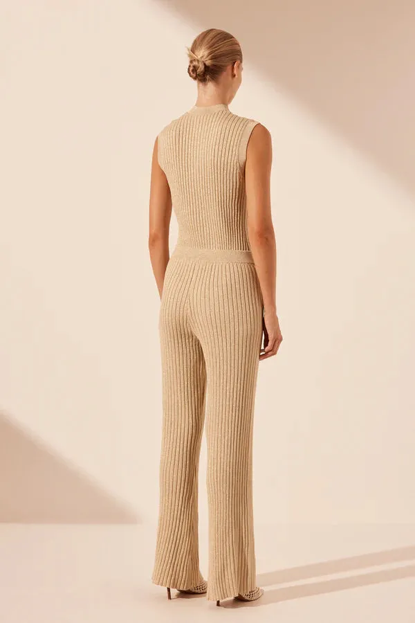 LIVIA STRAIGHT LEG PANT - CHAMPAGNE