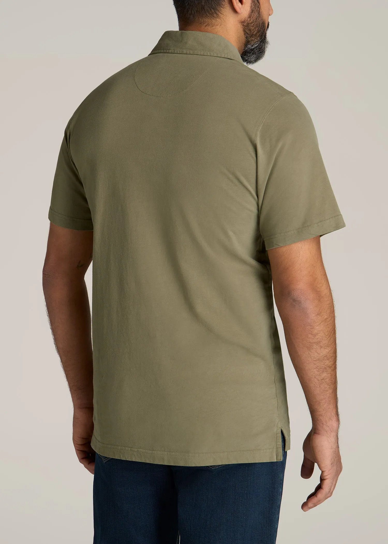 LJ&S Ultra Soft Short Sleeve Cotton Polo for Tall Men in Vintage Moss Green
