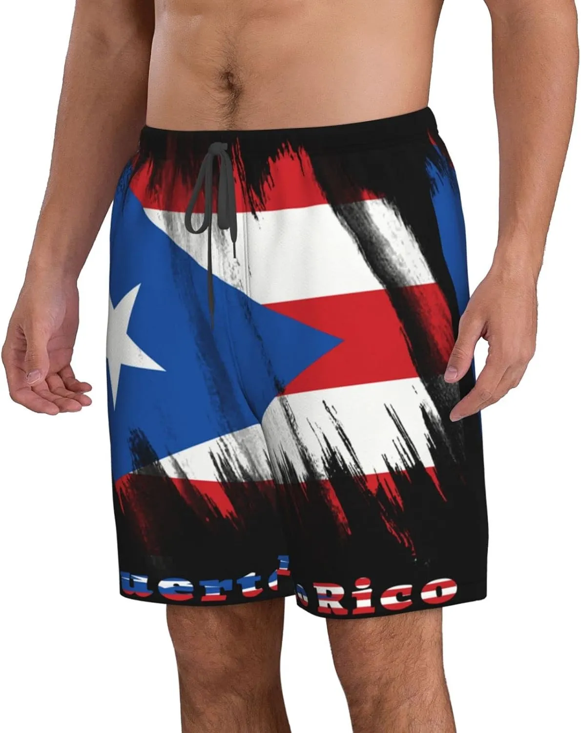 Men's Beach Shorts Quick Dry Drawstring Running Athletic Shorts Comfortable Loose Gym Shorts Swimsuit Pants with Pockets