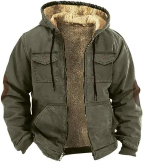 Men's Fleece Lined Sherpa Jackets Winter Casual Stylish Cargo Jacket Warm Coats Jacket for Hiking Travel