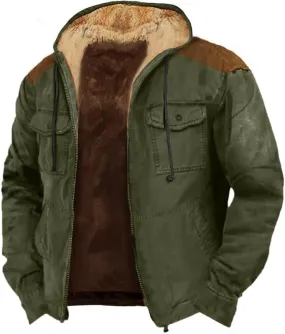 Men's Fleece Lined Sherpa Jackets Winter Casual Stylish Cargo Jacket Warm Coats Jacket for Hiking Travel