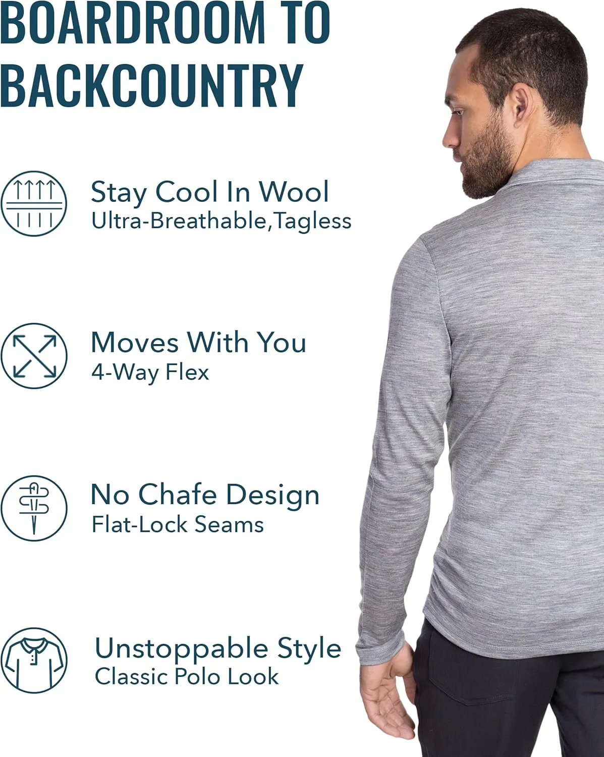 Men's Merino Polo by Woolly | RWS Certified | Super Soft, Classic Style, Seattle Designed