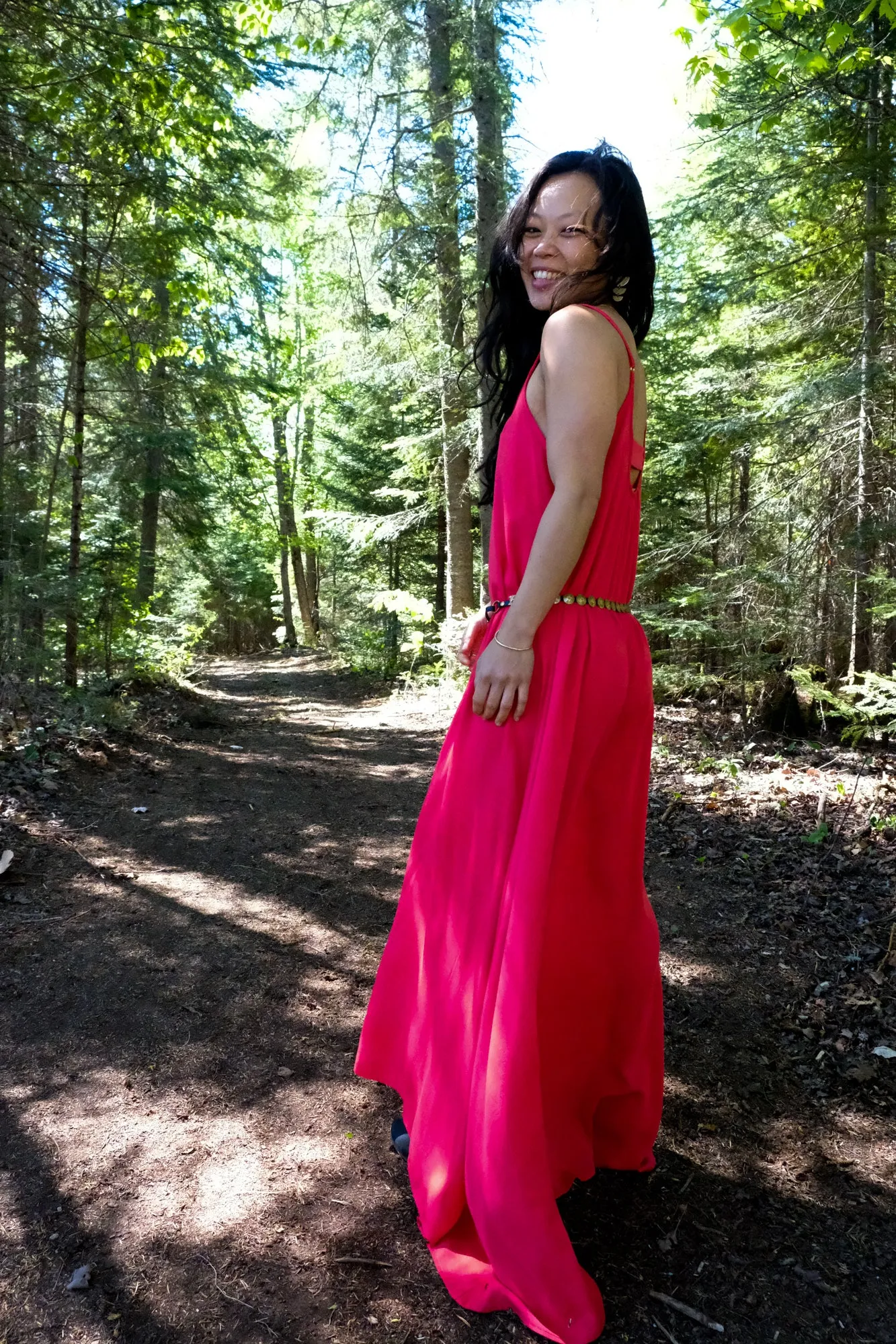 Mirissa Trapeze Dress // Coral Red