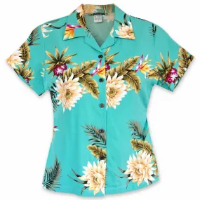 Mountain Green Lady's Hawaiian Rayon Blouse