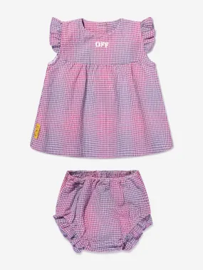 Off-White Baby Girls Off Stamp Dress With Knickers in Lilac