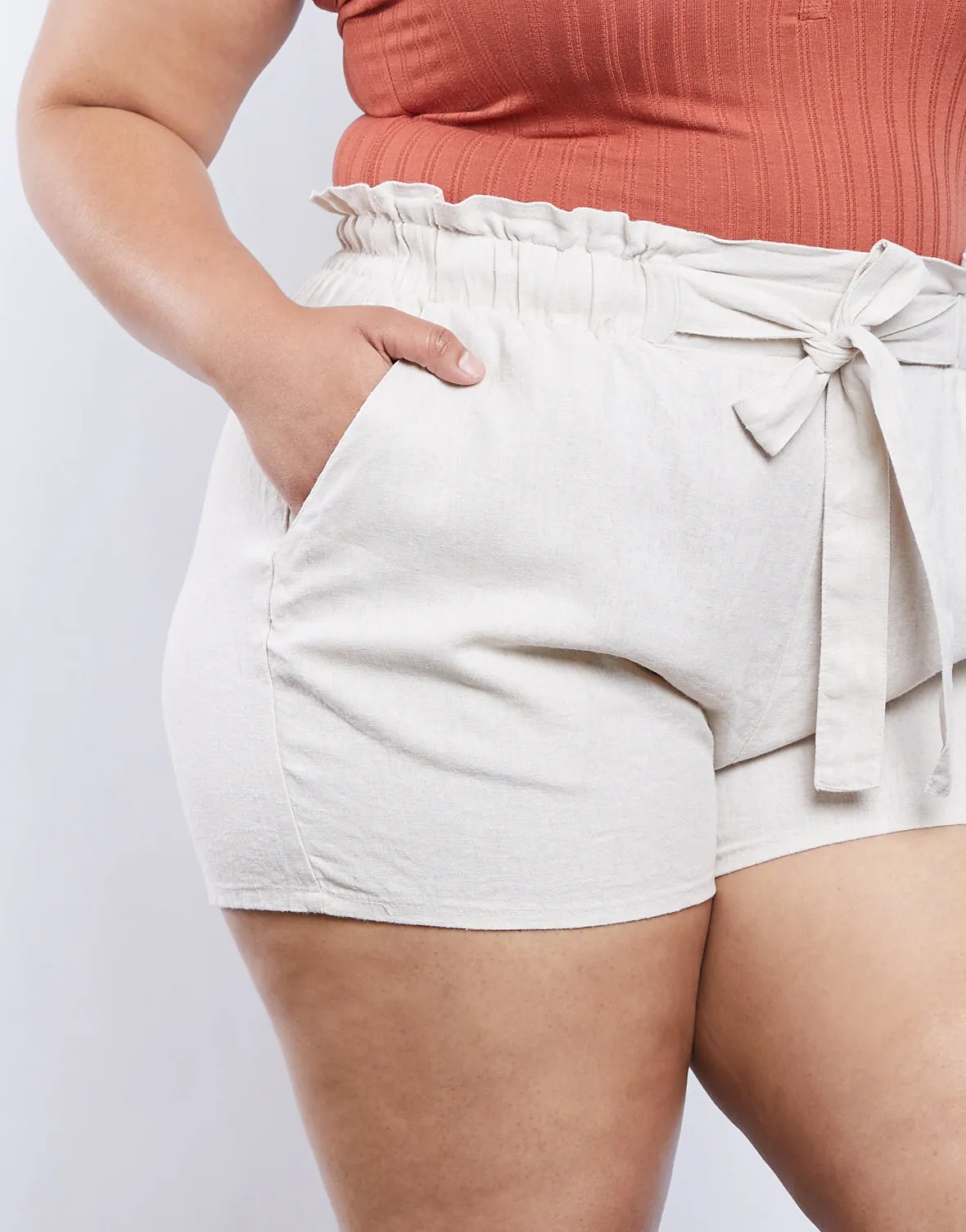 Plus Size Carrie Paper Bag Shorts