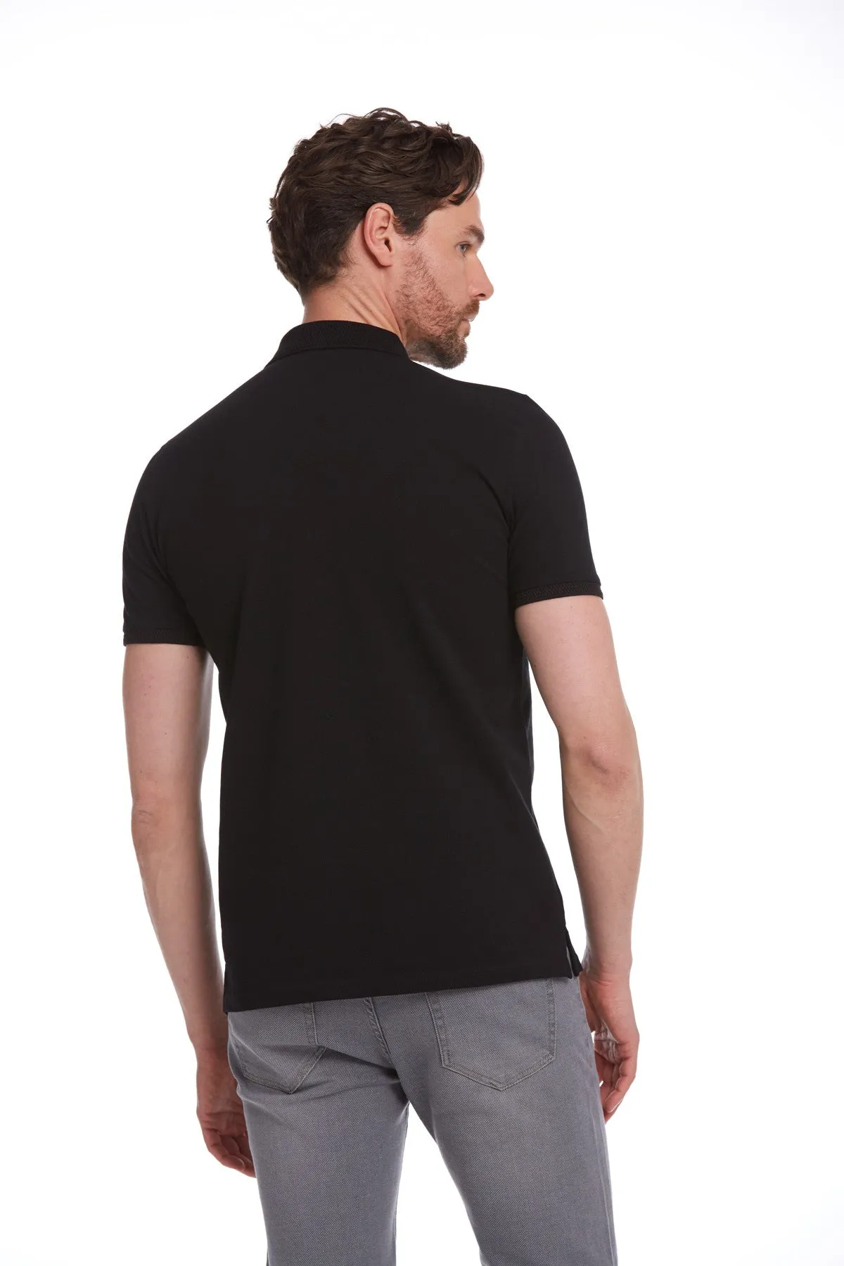 Regular Fit Black 100% Cotton Polo T-Shirt
