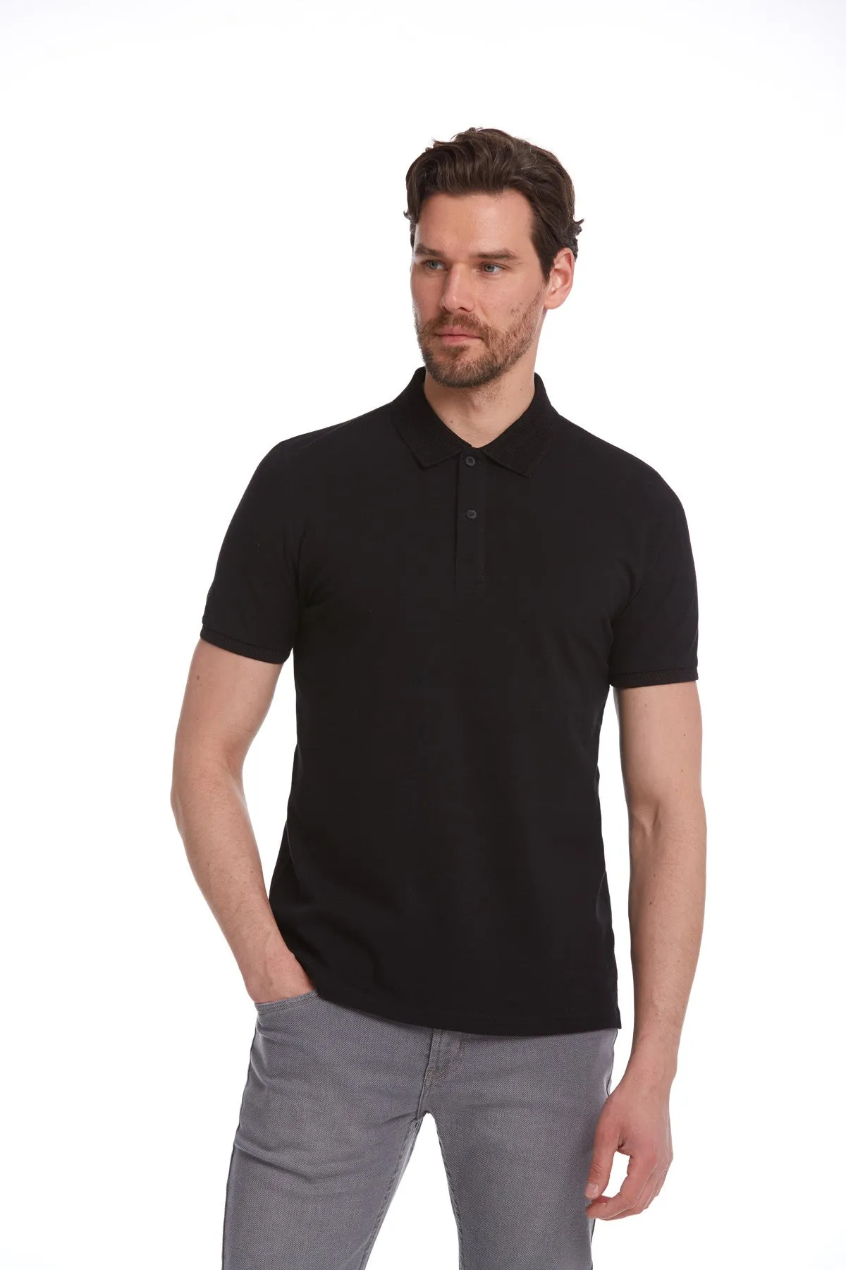 Regular Fit Black 100% Cotton Polo T-Shirt
